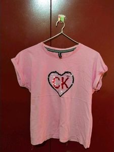 Pink CK Heart Sequin Tee