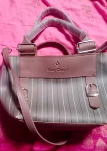 Blue Cherry Striped Handbag