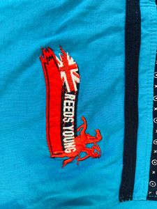 &#34;Young Full Sleeve T-Shirt-Blue with Black Accents