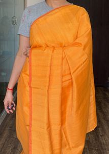 Beautiful Coral Orange Saree With Blouse
