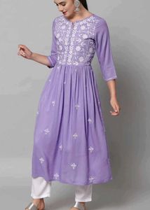 Lavender Embroidered Kurta