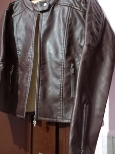 cropped brown leather jacket