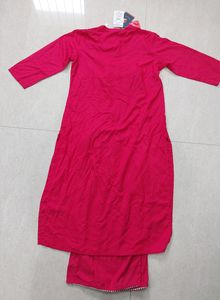 Straight Kurta Suit Set With Embroidered Yoke