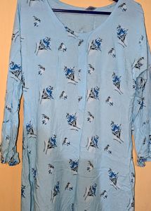 Sky Blue Floral Printed Kurti