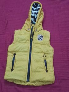Yellow Puffer Vest with Hood
