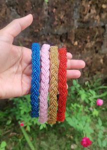 Braided Beaded Hairbands - Set of 4