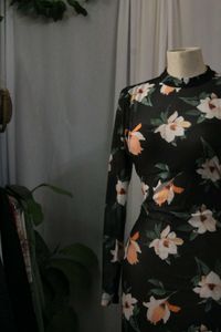Floral Mesh Midi Dress