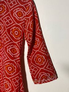 Red Bandhani Print Kurti