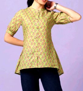 Floral Button-Up Tunic Top