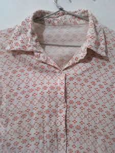 White Shirt With Orange Prints
