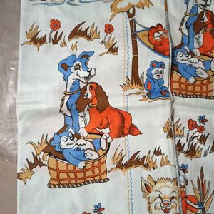 Kids Cartoon Bedsheet Blue With Pillow Cover