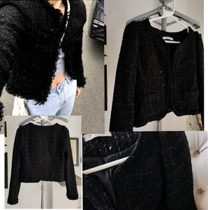 Korean Sequines Crop Tweed Jacket/ Blazer