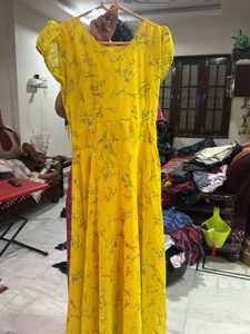 Yellow Floral Print Dress