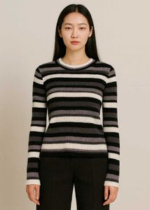Striped Knit Pullover Sweater