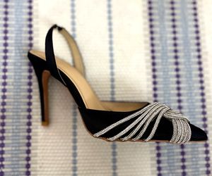 Sling back Black Heel With Embellishment