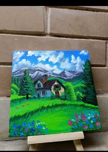 Mini Aesthetic Landscape Painting With Stand