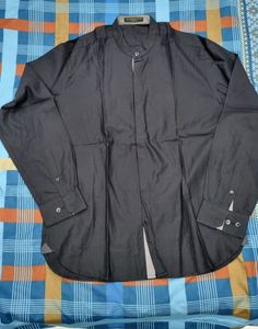 Louis PHILLIPPE Black Mandarine Collar Party Shir