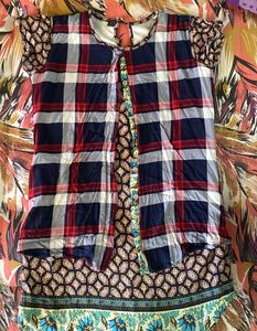 Fancy multicolor Attached Coat Model Top