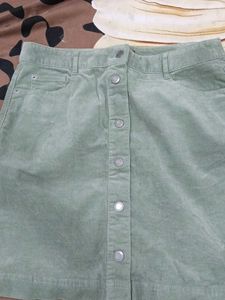 Cute Green Corduroy Skirt