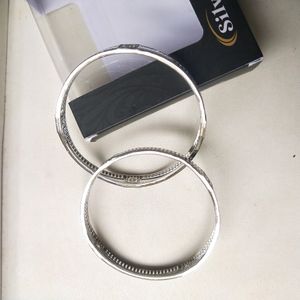 Sterling Pure Silver CZ  Rhodium Bangles 1 Pair