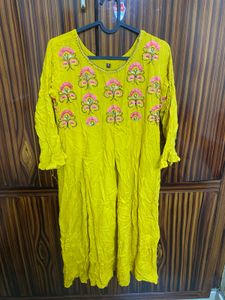 Embroidered Yellow Kurta