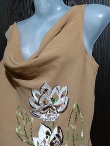 Floral Embroidered Tank Top Zara Black To