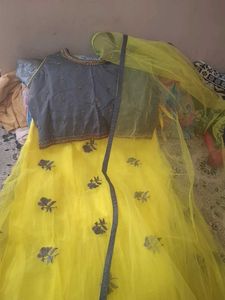 Yellow Floral Lehenga Choli Set