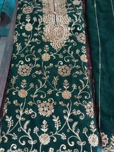 Green &amp; Gold Embroidered Salwar Kameez