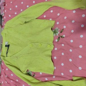 Green Cropped Cardigan