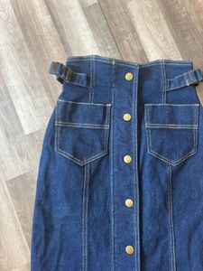 Denim Button-Down Midi Skirt