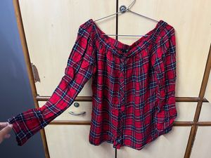 Red Black Off-shoulder Top