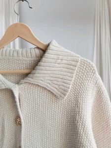 Polo Neck Cardigan Sweater