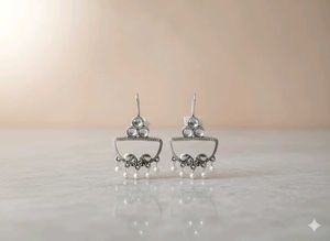 New Silver Tone Elephant Drop Earrings