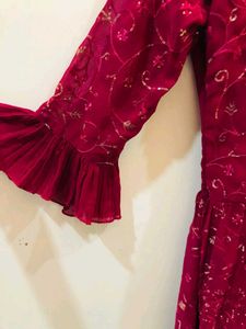 Maroon Embellished Dress