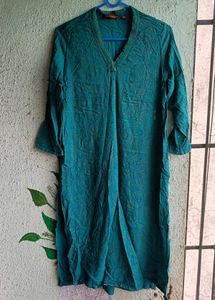 Teal Paisley Print V-Neck Top
