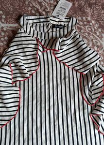Striped Ruffle Trim Top