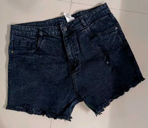 Charcoal Black Denim Shorts