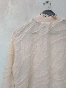 New With Tag Korean High Furr Beige Top