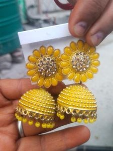 Beautiful Yellow Colour Jhumka