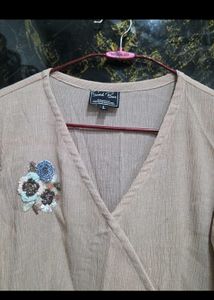 Ruffled Sleevs Fit And Flare Dress