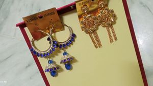 Combo Of Two Earrings Blue And Golden