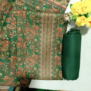 Green Paisley Dress Material Unstitched