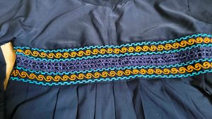 Navy Blue Dress with Embroidery