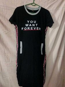 Black Graphic Print T-Shirt Dress
