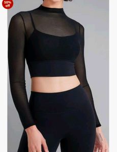 ZARA Black Mesh Long Sleeve Top