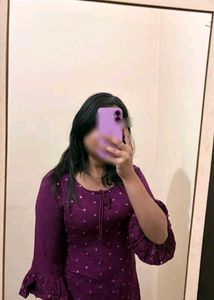 Violet Mirror Work Kurta