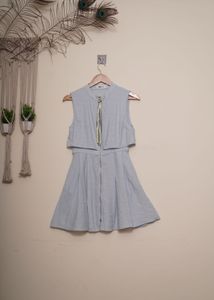 Light Blue Zip-Up Dress