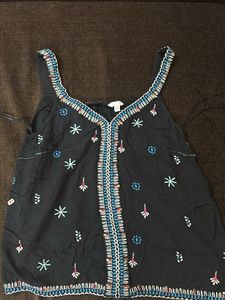 Embroidered Sleeveless Top