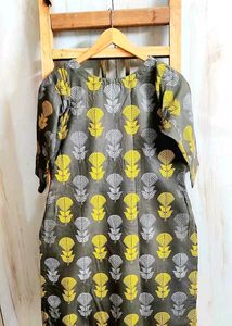 Grey Floral Print kurti size-34