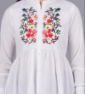 Floral Embroidered White Tunic